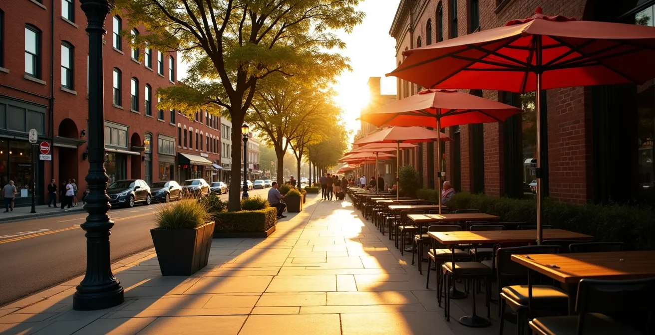 Early evening patio scene on Ossington with available seating and relaxed atmosphere