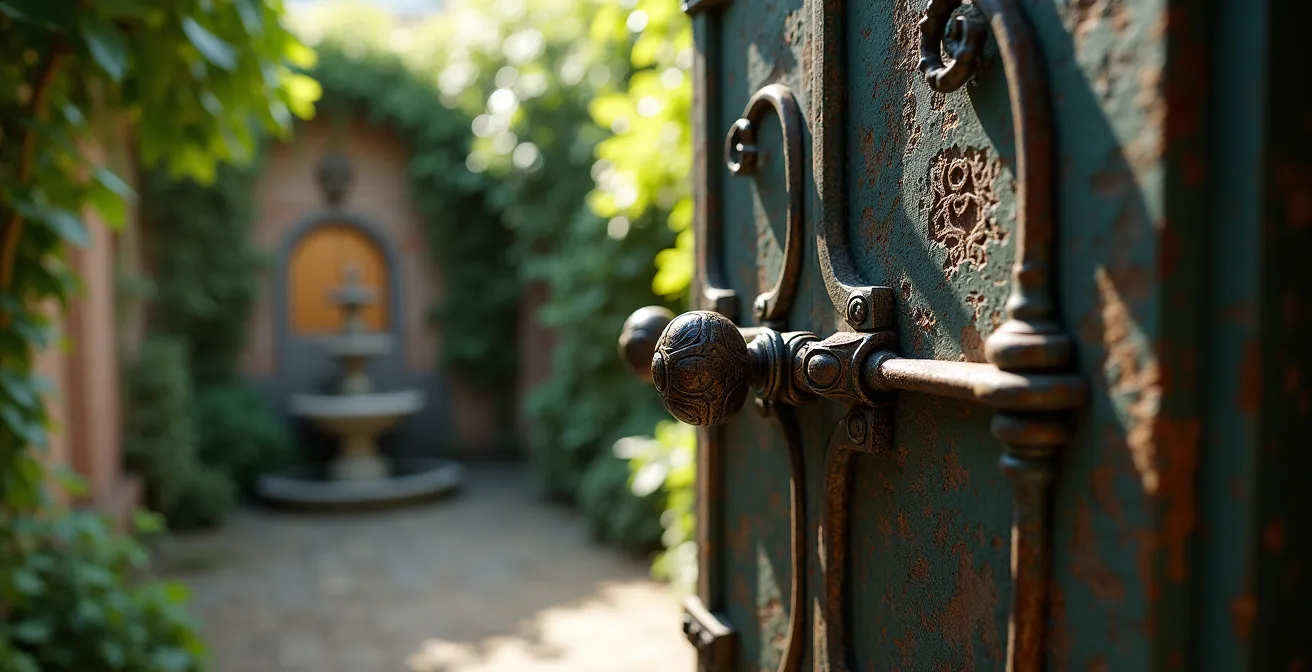 Secret courtyard garden tucked behind Victorian buildings in Yorkville Toronto